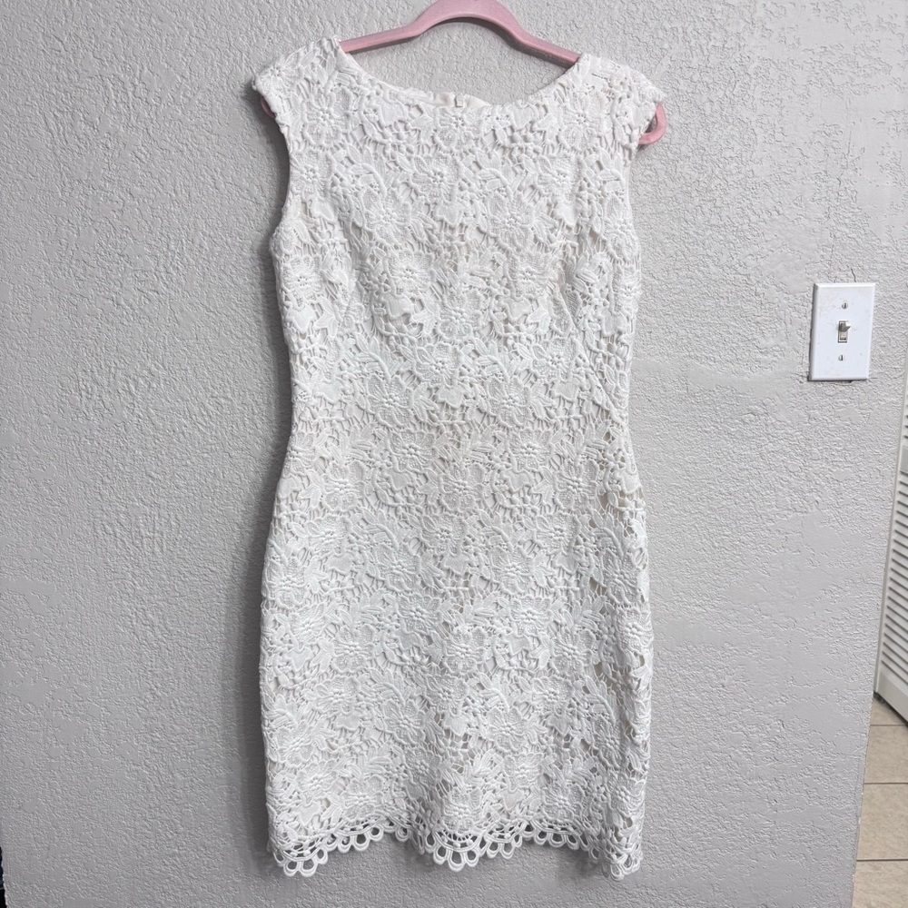 Vintage Lauren Ralph Lauren White Crochet Lace Dress Size 10